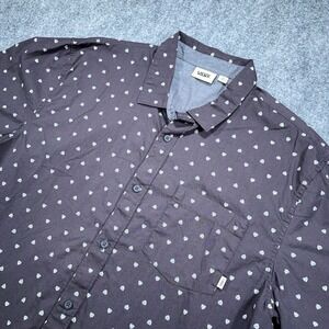 VANS Shirt‎ Mens XL Black Arrow Print Short Sleeve Button Down Pocket Stretch